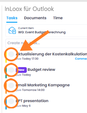 Mark task as completed in the task list