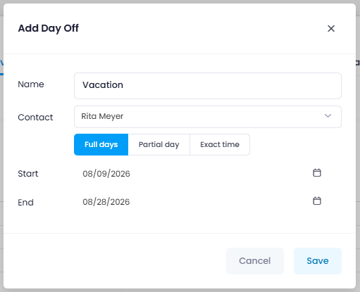 Add day off Add day off