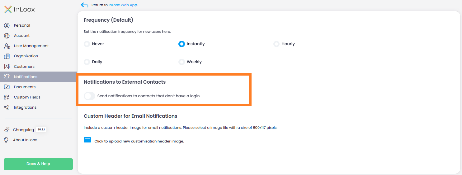 Notifications to external contacts