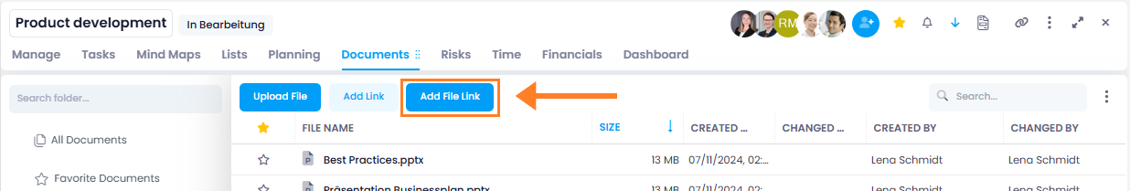Documents: Add file links and open them with InLoox Desktop Tools