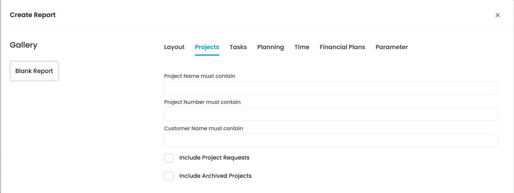 Create report tabs