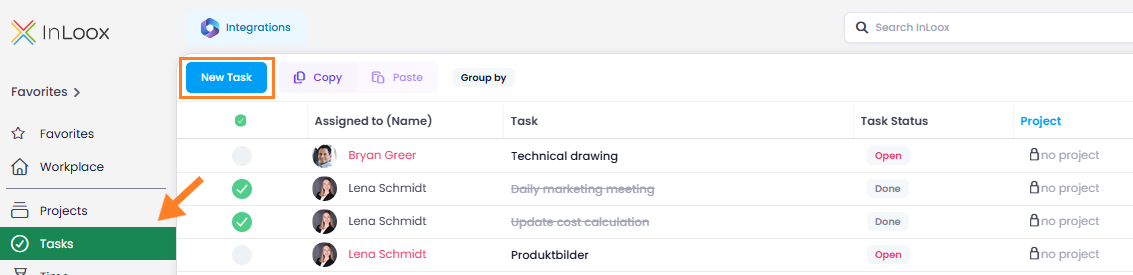 Create a task in the global task list