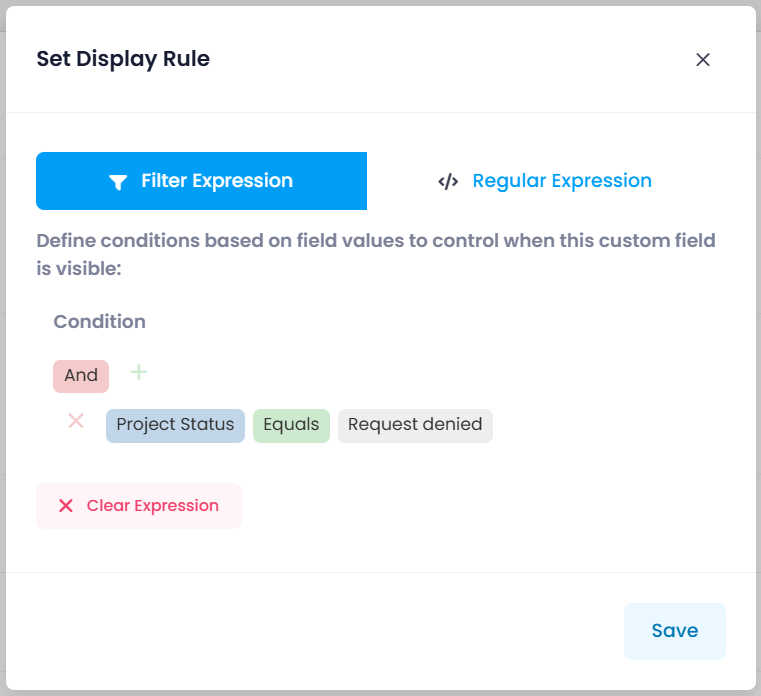 Set display rule for a custom field
