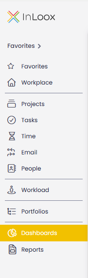 Dashboards in menu