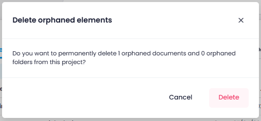 Confirmation dialog for deleting orphaned elements