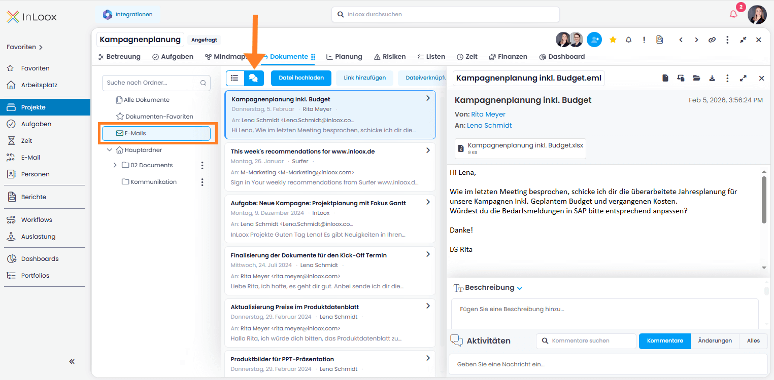 Email conversations in Documents