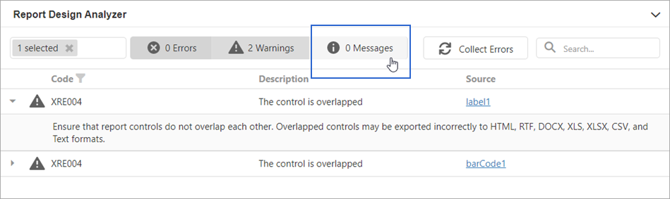 Filter messages by type