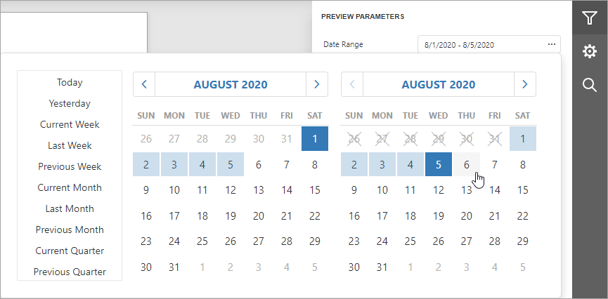 Date-range report parameters