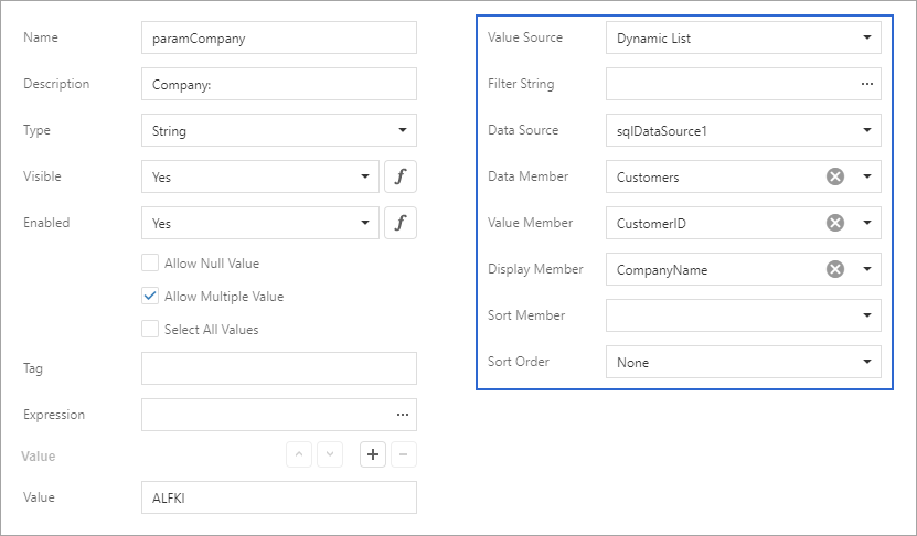 Dynamic parameter values