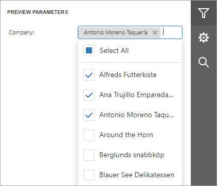 Multi-value report parameters
