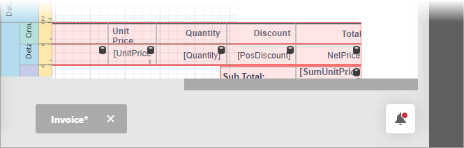 Bell tab in bottom panel