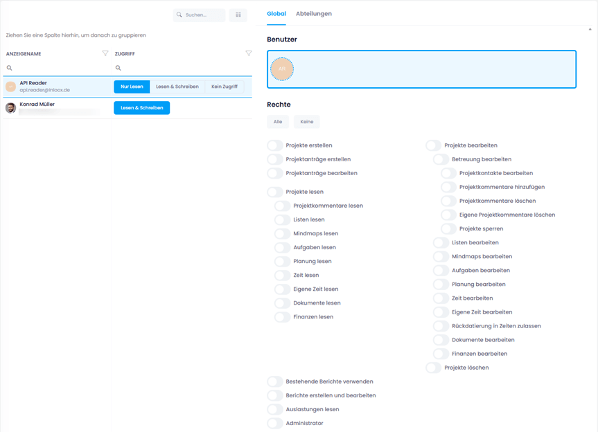 API Reader: New user with read-only access