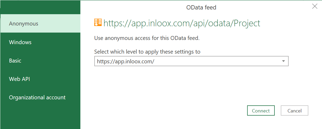 Anonymous access for OData feed