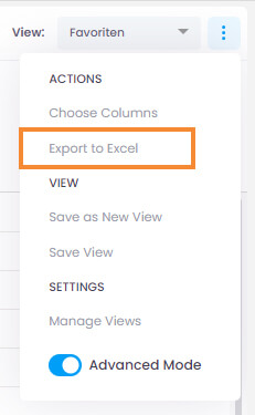 Export view to Excel