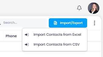 Import contacts from Excel or CSV
