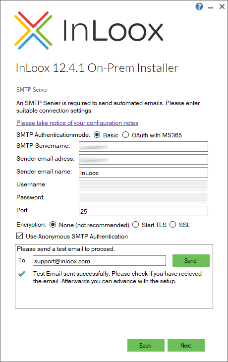 Enter test email address