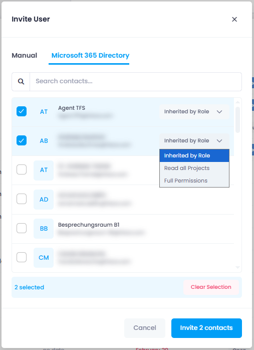 Invite users from the Microsoft 365 directory