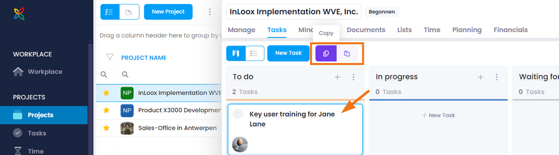 Copy and paste a task