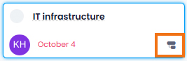 Kanban task card linked to Gantt chart