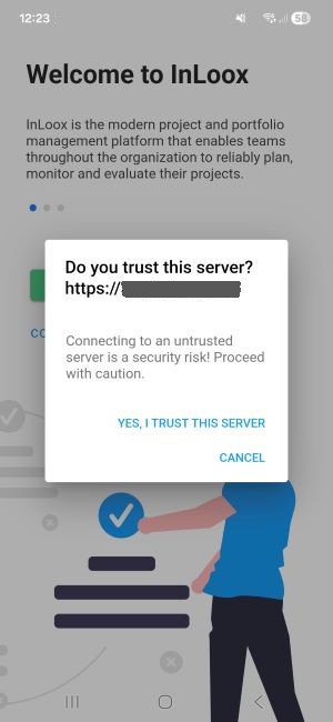 Do you trust this server confirmation screen