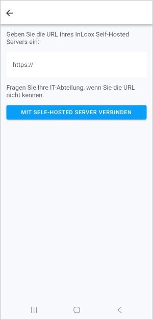 Enter the URL of your InLoox Self-Hosted server screen