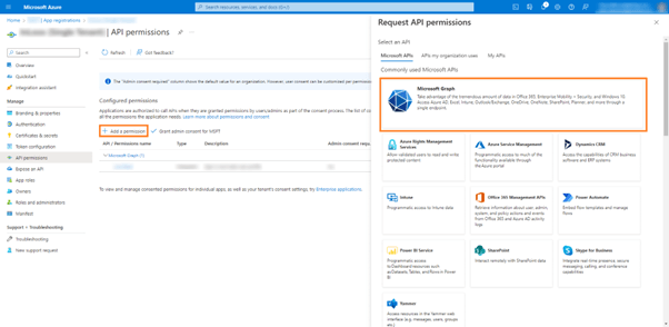 Add permission - Microsoft Graph