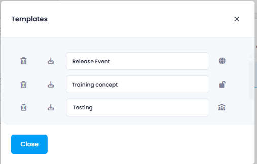Mind map templates with publish status
