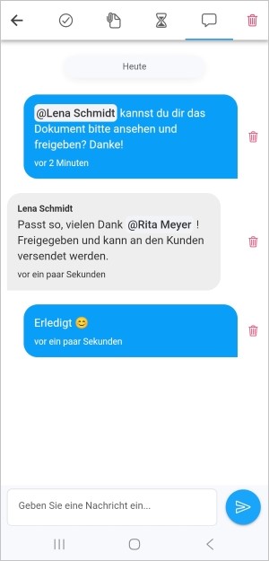 Mobile App: Comments on a task