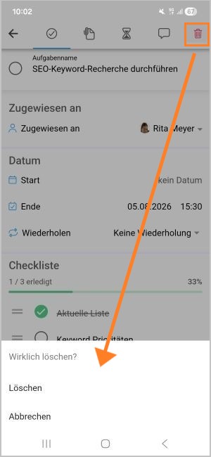 Mobile App: Delete task