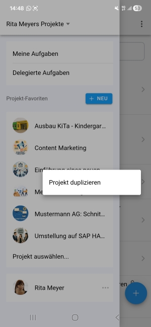 Mobile App: Duplicate project