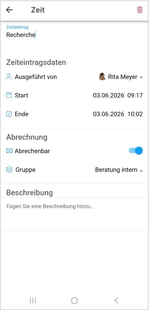 Mobile App: Edit time tracking entry