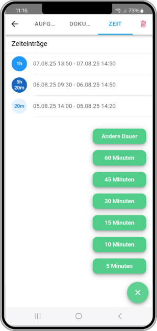 Time tracking for tasks in the InLoox Mobile App