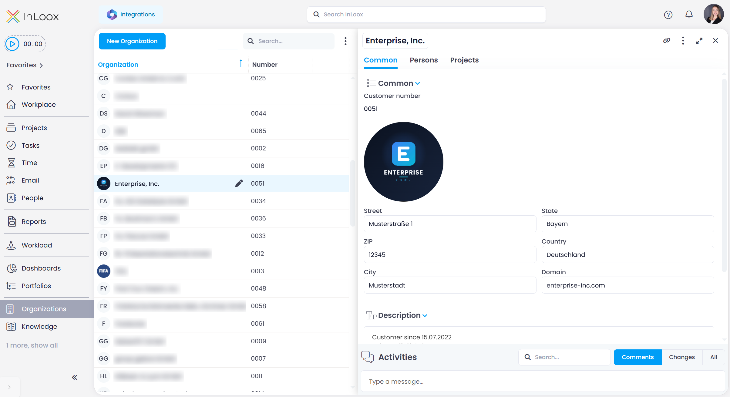 Organization detail view