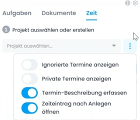 General settings for calendar appointment tracking