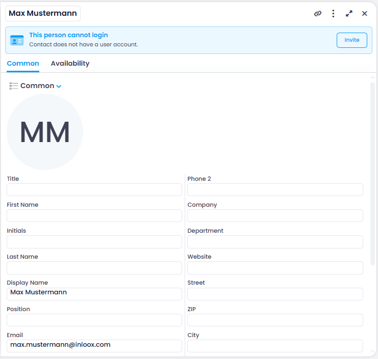 New contact in InLoox