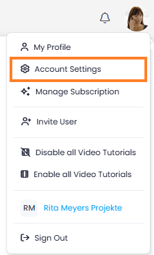 Access the InLoox Account Settings