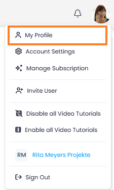 Profile picture menu — My Profile