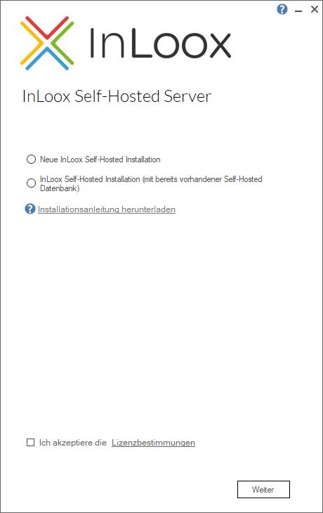 Select New InLoox Self-Hosted Installation