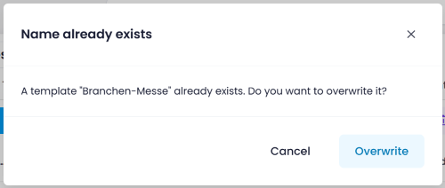 Template name already exists dialog