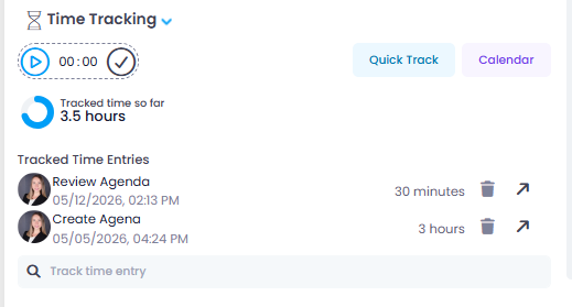 Linked time entries in task details