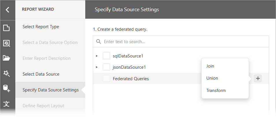 Web Report Wizard - Select Queries for Federation