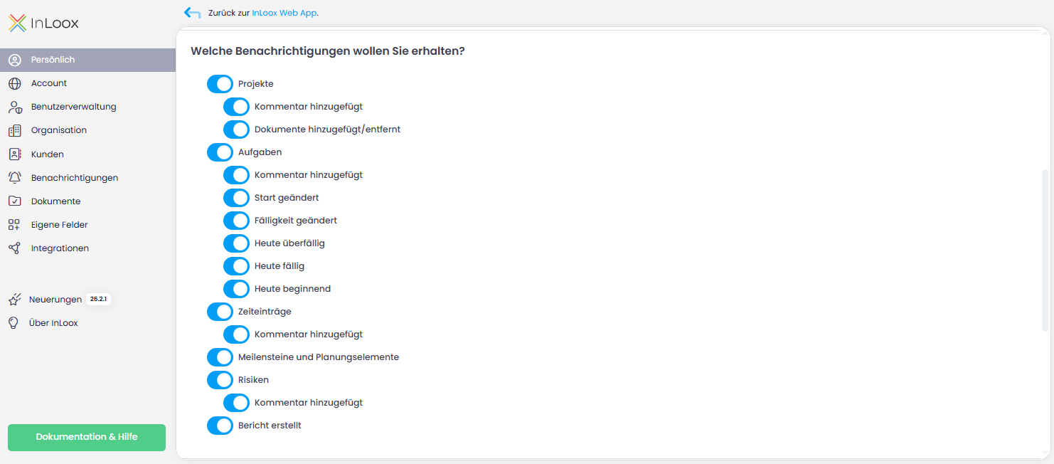 E-Mail-Benachrichtigungen auswählen