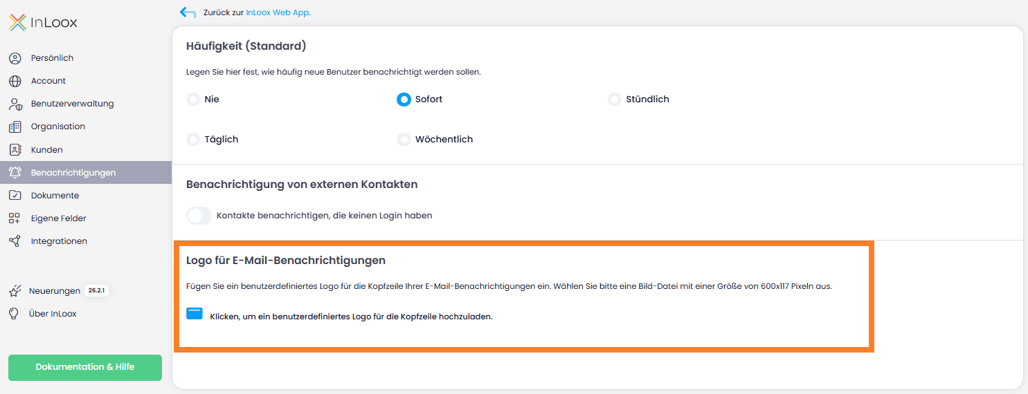 Benutzerdefinierte Kopfzeile für Benachrichtigungs-E-Mails