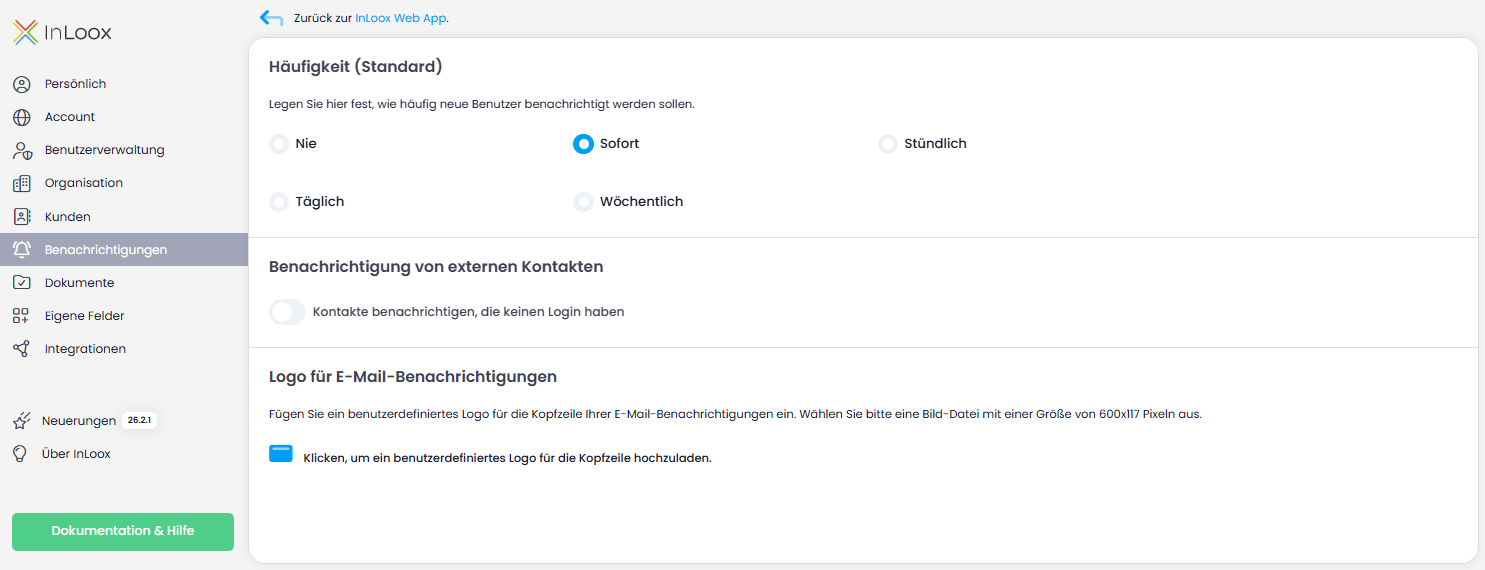 Standard-Frequenz der Benachrichtigungen
