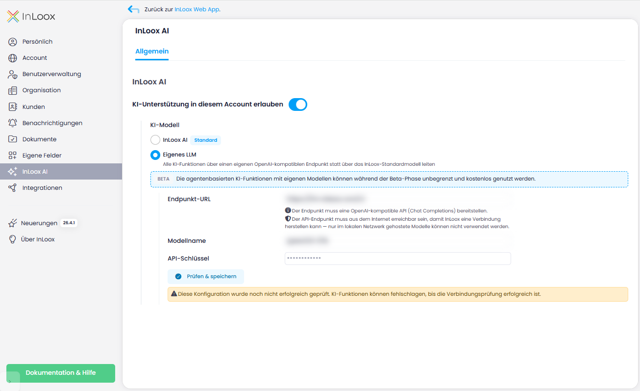 InLoox AI-Einstellungen