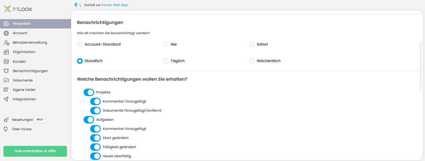 Persönliche Benachrichtigungsfrequenz