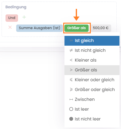 Bedingung: Wert größer als
