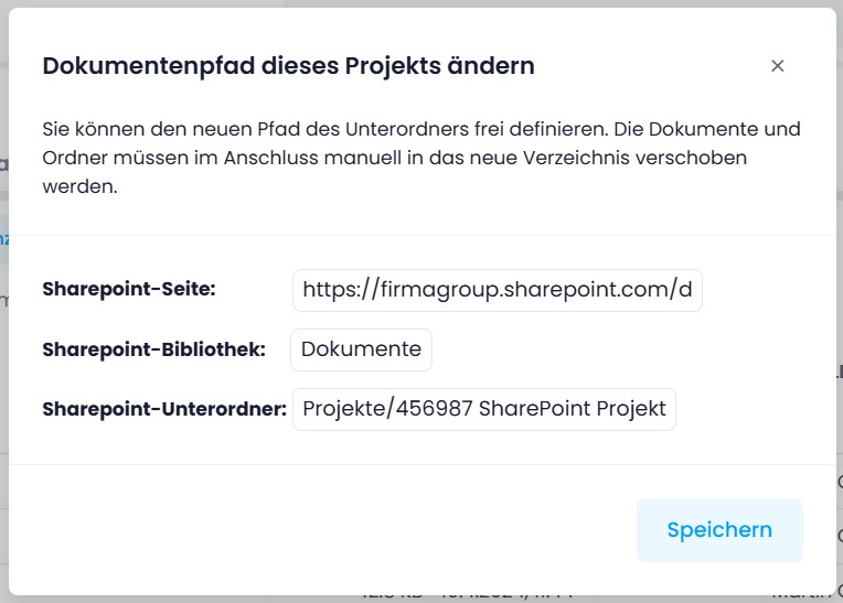 Dokumentenpfad dieses Projekts ändern