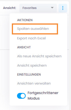 Spalten für aktuelle Ansicht auswählen