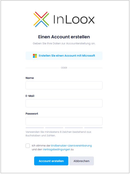 Neuen InLoox Account erstellen